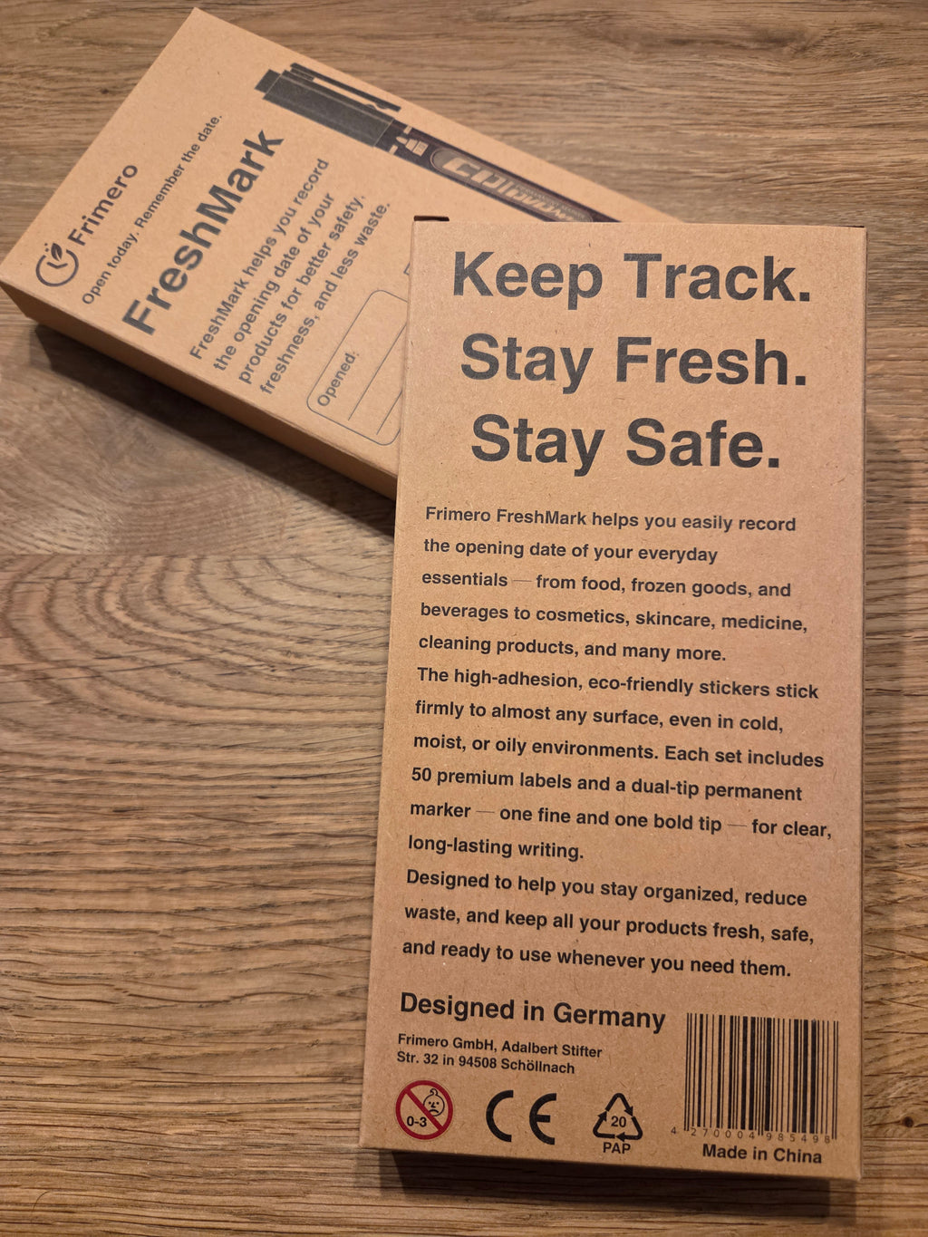 FreshMark - Permanentmarker mit 50 hochwertigen Recycle-Haltbarkeitsstickern