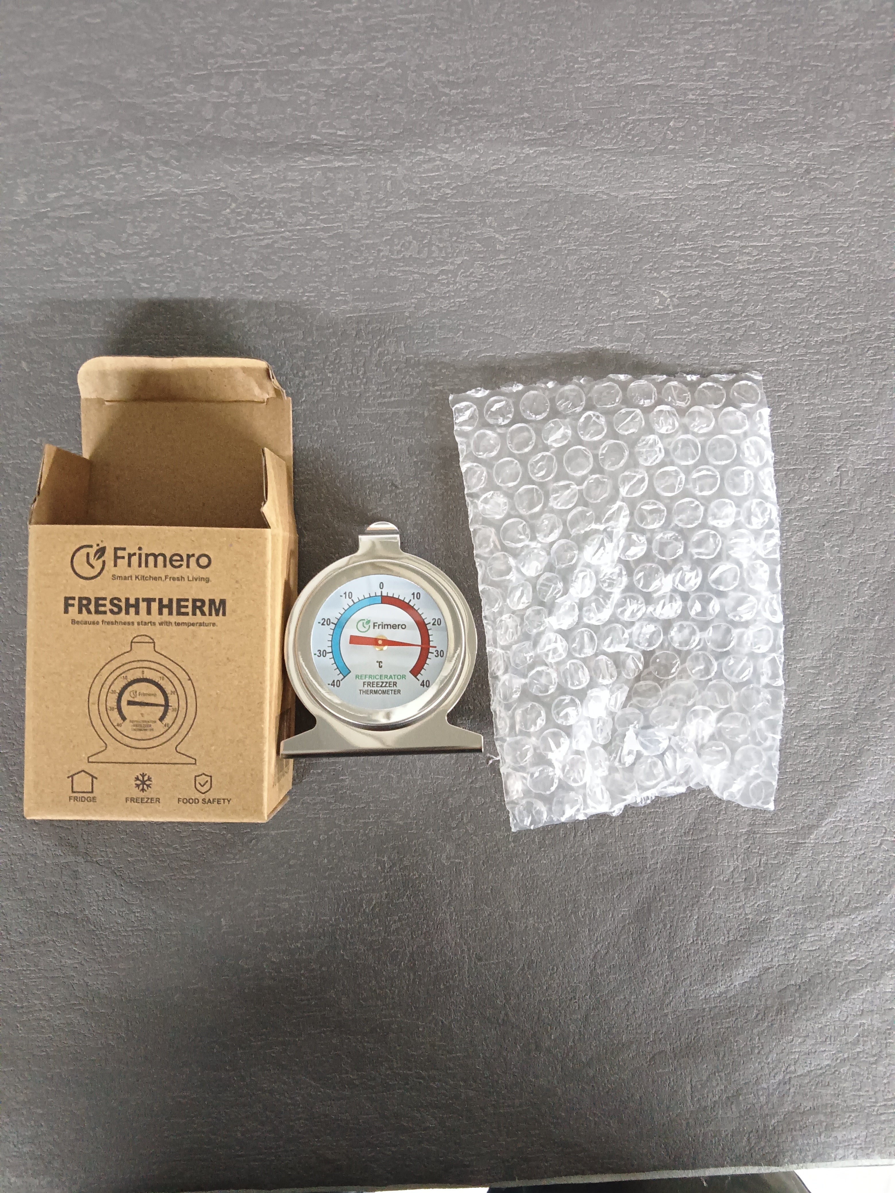 FreshTherm Praktisches hochwertiges analoges Edelstahl Kühlschrank- & Gefrierschrankthermometer