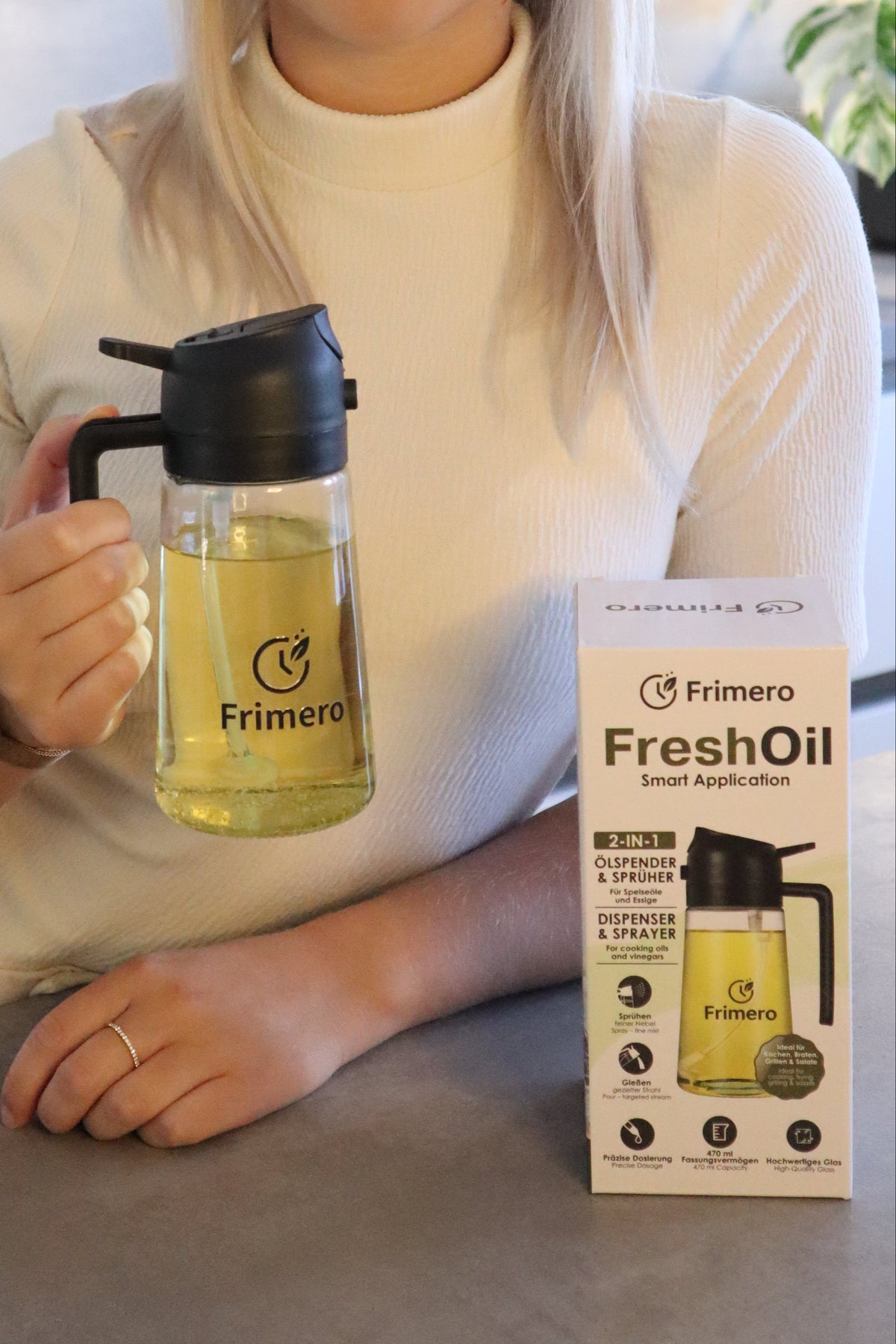 FreshOil - 2-in-1 Ölsprühflasche mit Glaskörper 470ml – Frimero GmbH