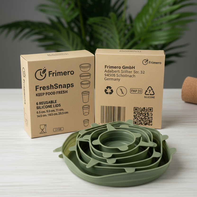 FreshSnaps - Silikondeckel 6er Set, Dehnbare Silikon Deckel in Frimero Grün - Silicone Stretch Lids - 6 verschiedene Größen Universaldeckel für Schüsseln, Becher, Dosen, Obst uvm.