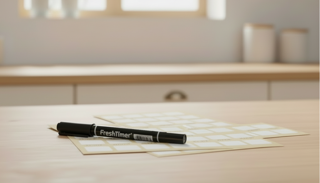 FreshMark - Permanentmarker mit 50 hochwertigen Recycle-Haltbarkeitsstickern