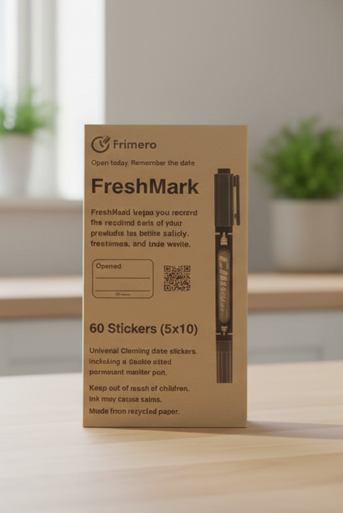 FreshMark - Permanentmarker mit 50 hochwertigen Recycle-Haltbarkeitsstickern