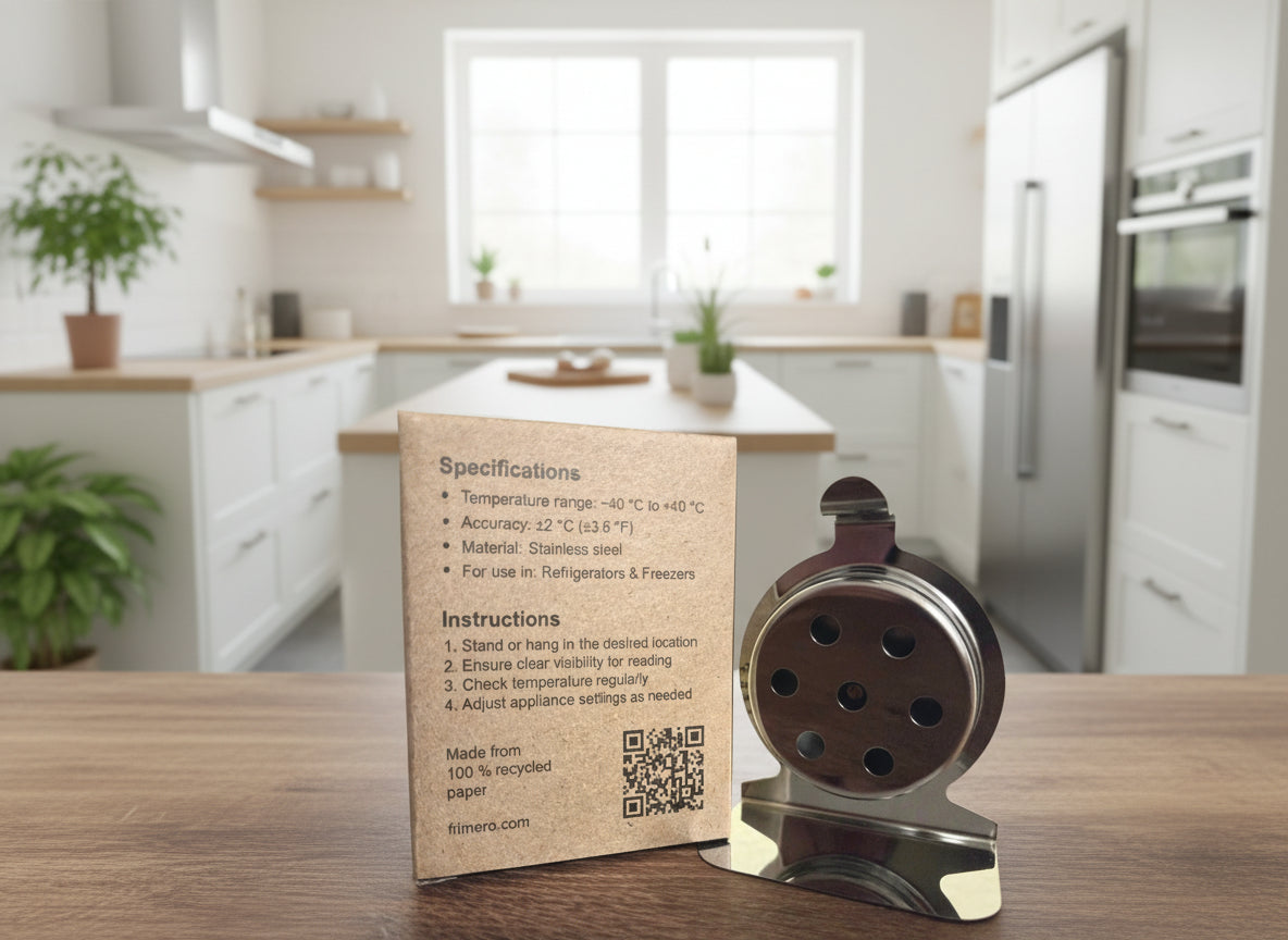 FreshTherm Practical high-quality analogue stainless steel fridge & freezer thermometer